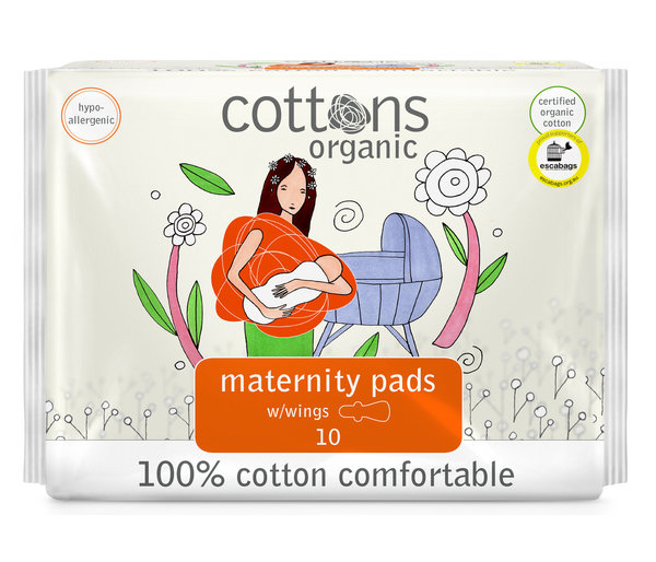 Cottons Organic compresa Maternity con alas 10u