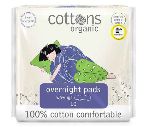 Cottons Organic compresa Noche con alas 10u